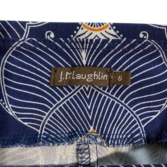 J McLaughlin Kick Flare Pants Pull On Blue White Cropped Women's 6 - Flaw - Picture 7 of 8